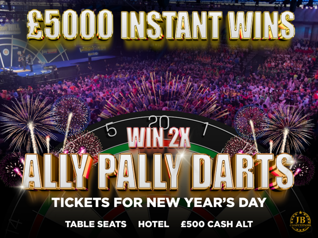 2 X Ally pally world darts championship (TABLE) New years day & hotel! image